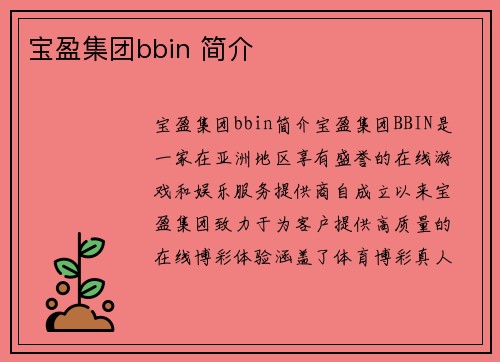 宝盈集团bbin 简介